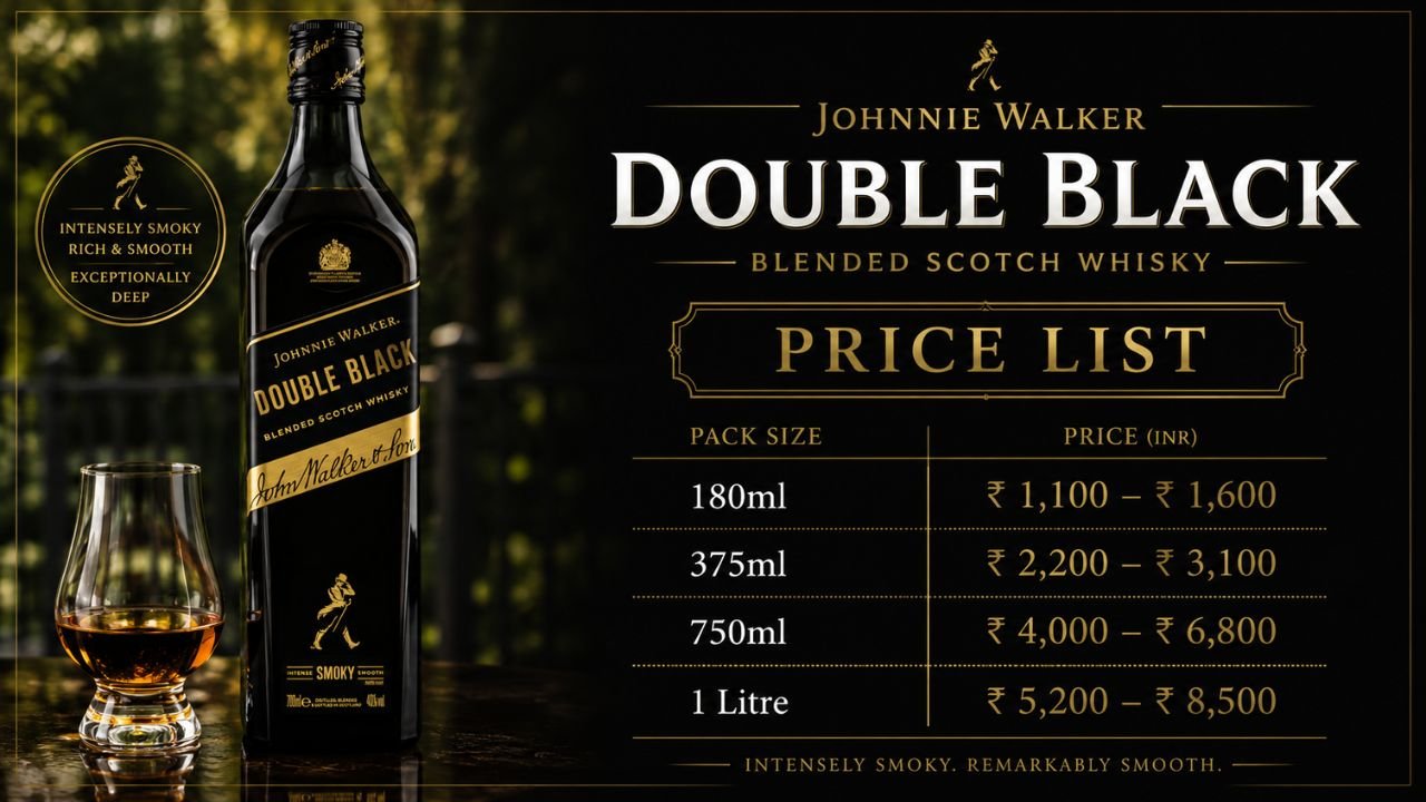 Johnnie Walker Double Black Price 2026: Bottle Size-Wise Rates Across India