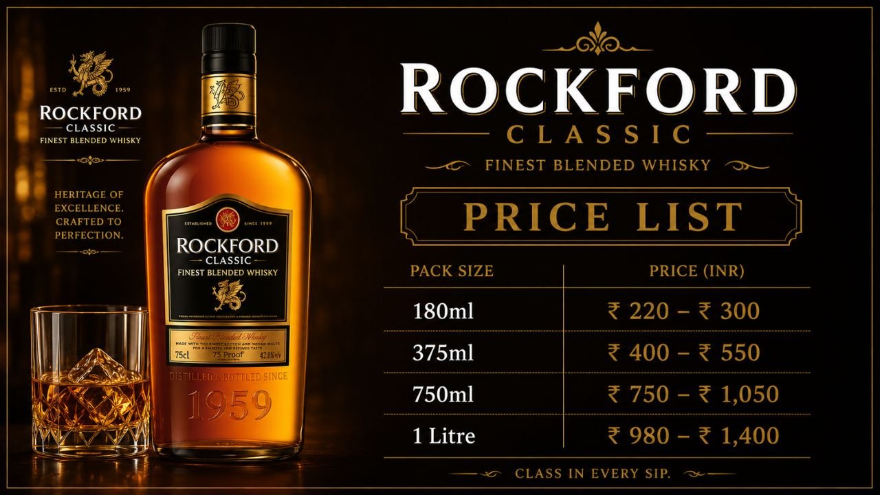 Rockford Classic Price in India 2026: 180ml, 375ml, 750ml & 1 Litre 