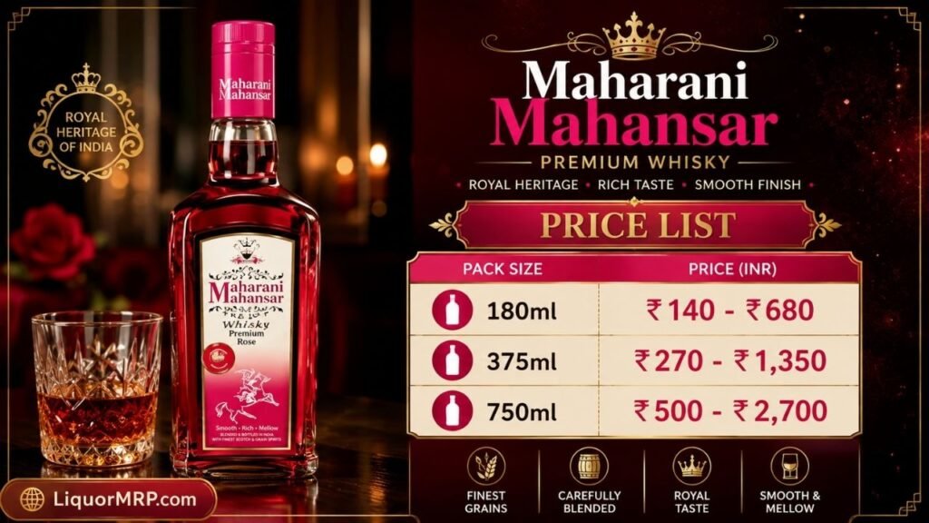 Maharani Mahansar Whisky Price in Rajasthan, Delhi & More