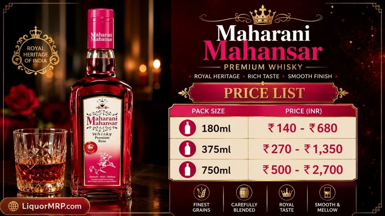 Maharani Mahansar Whisky Price in Rajasthan, Delhi & More