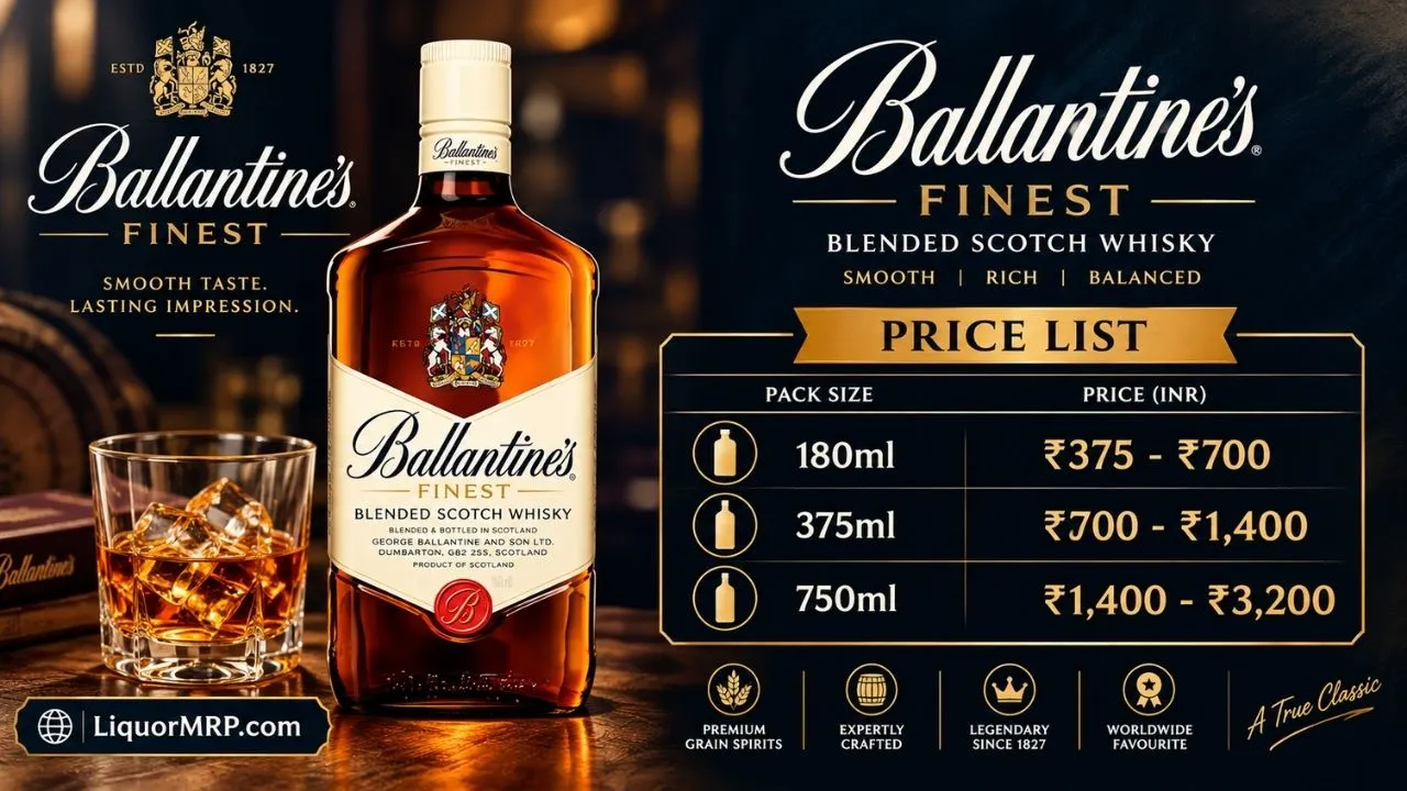Ballantine Whisky Price in India 2026: City-Wise Rates, Taste Notes, Food Pairings & Buying Tips