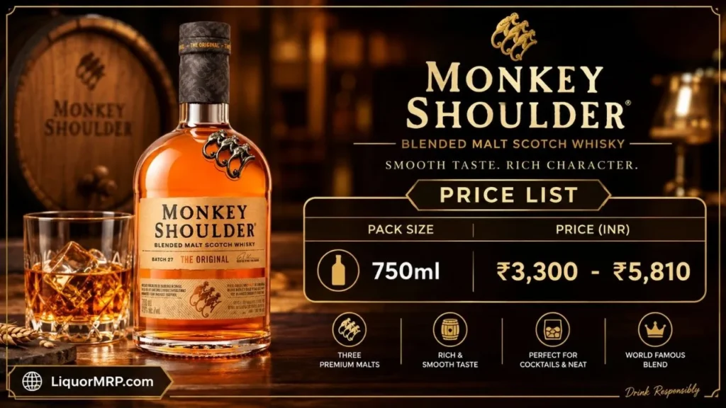 Monkey Shoulder Whisky Price in India 2026: State-Wise Rates, Taste Notes, Food Pairings & Buying Tips
